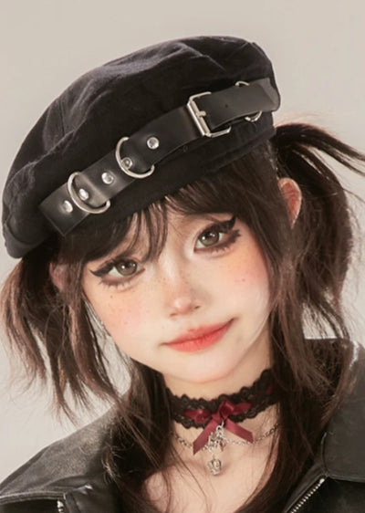 [Eleven shop97] Black color trend design beret &amp; cat hat ES0021