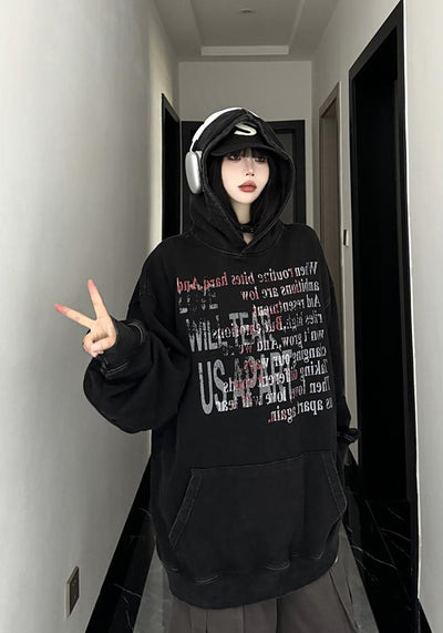 【W3】Multi-front initial design oversized hoodie  WO0084