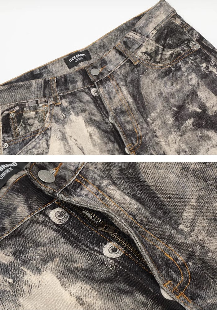 【MR nearly】Two-tone double color grunge unique pattern design pants  MR0122