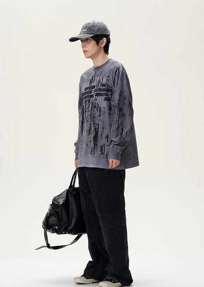 【9/9新作】Dull random wash front design long sleeve T-shirt  HL3087