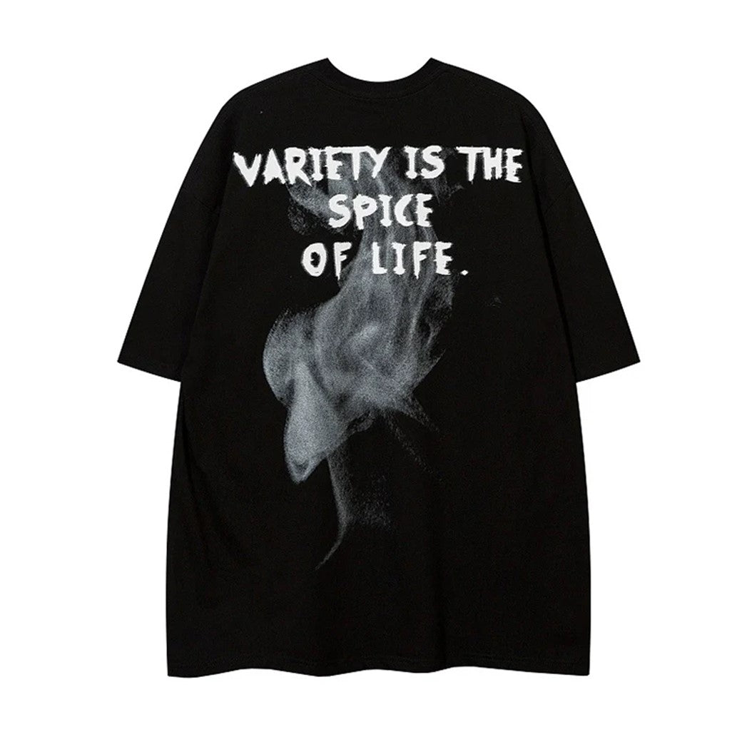 【VEG Dream】Monotone pathetic female design front silhouette short sleeve T-shirt  VD0228