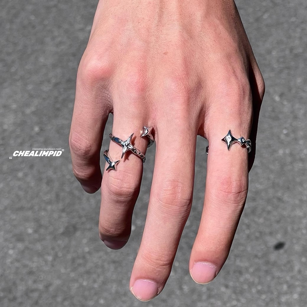 【CHEALIMPID】Cross gimmick unique design silver ring  CL0007