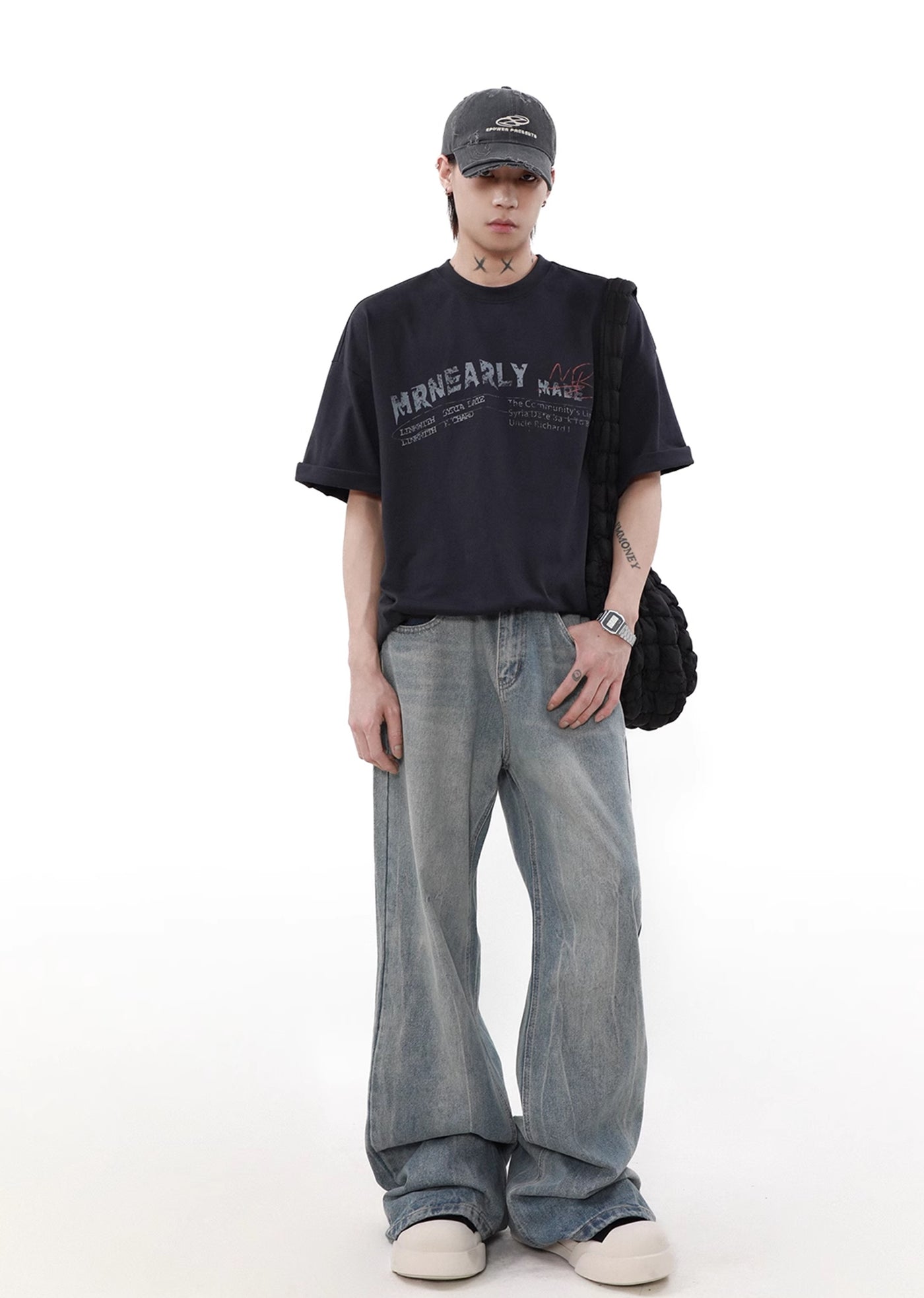 【MR nearly】Front initial logo and back short sleeve T-shirt  MR0097