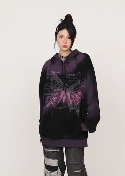 【CEDY】Double color design dark subculture over hoodie  CD0052