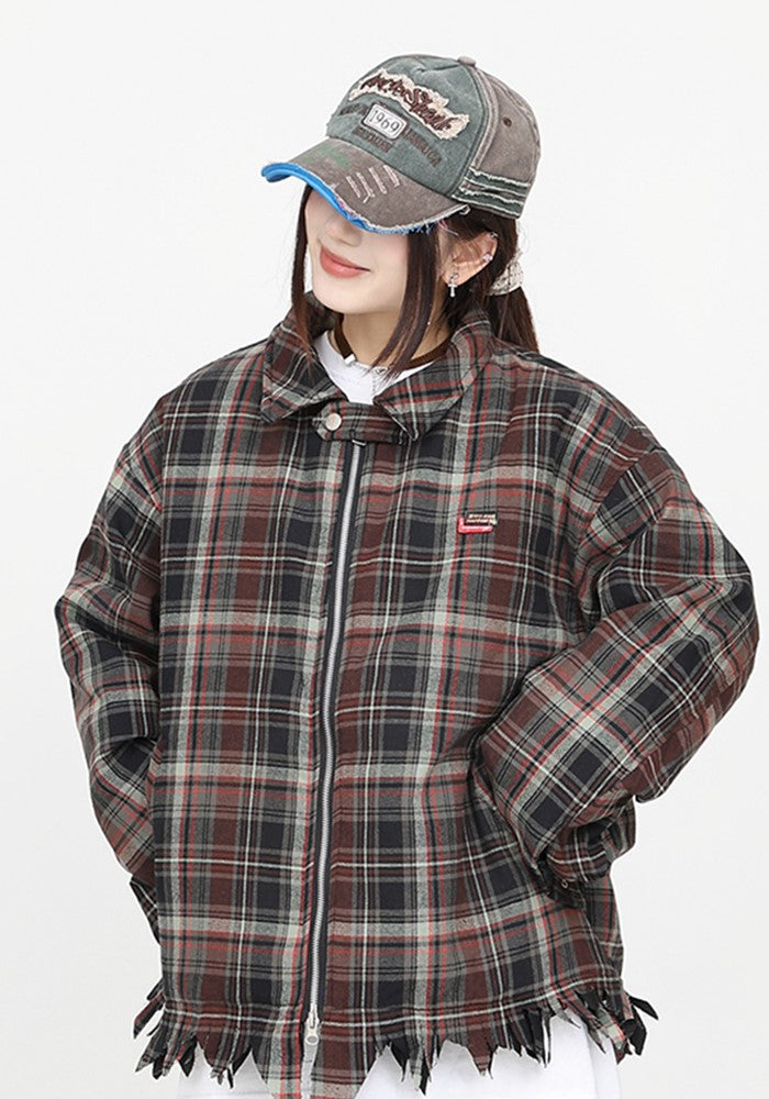 【CEDY】Basic check design distressed jacket  CD0067