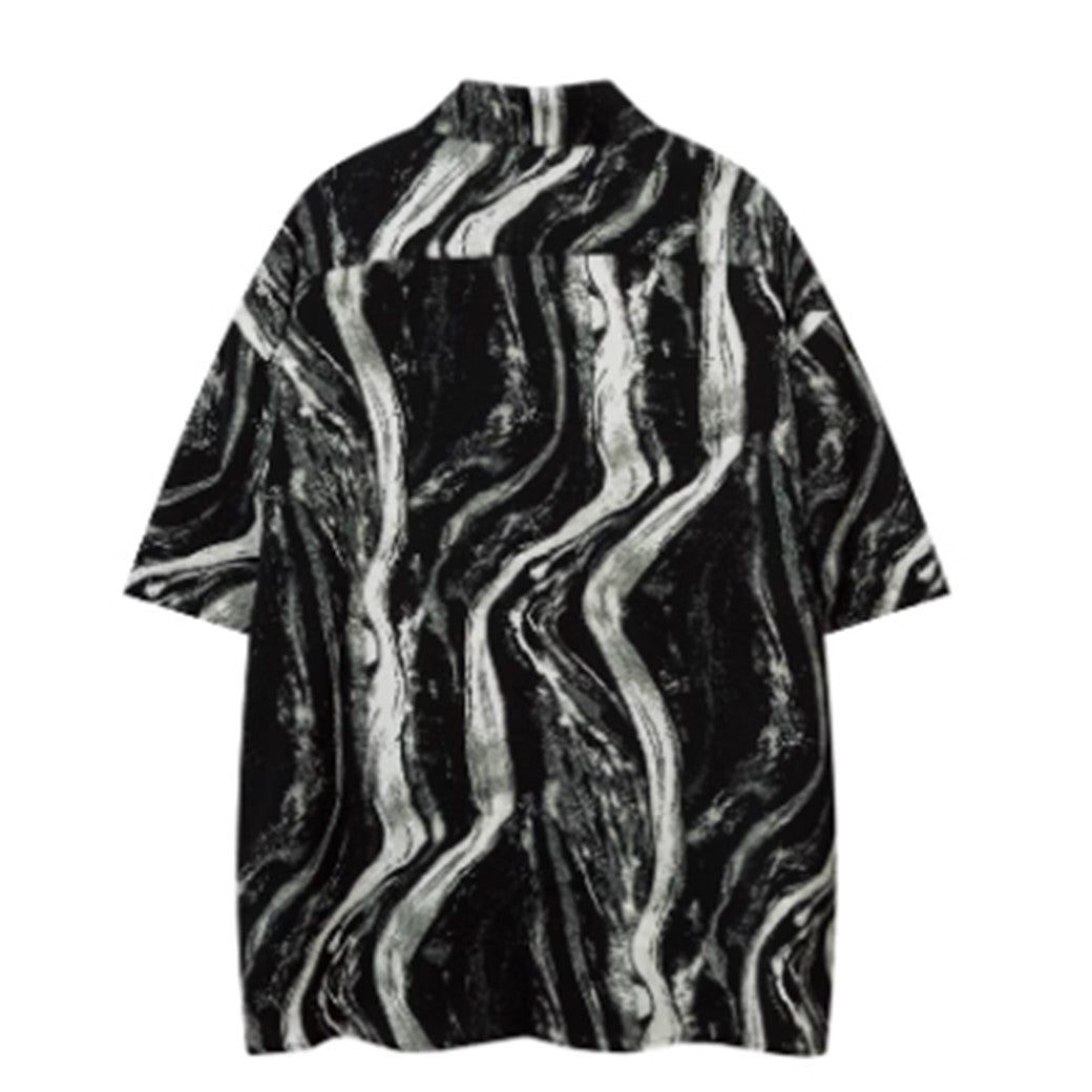 【ReIAx】Random Swirl Darkness Design Over Short Sleeve Shirt  RX0014