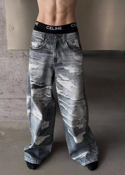 [SOULWORKER] All countless distressed grunge street denim pants SW0011