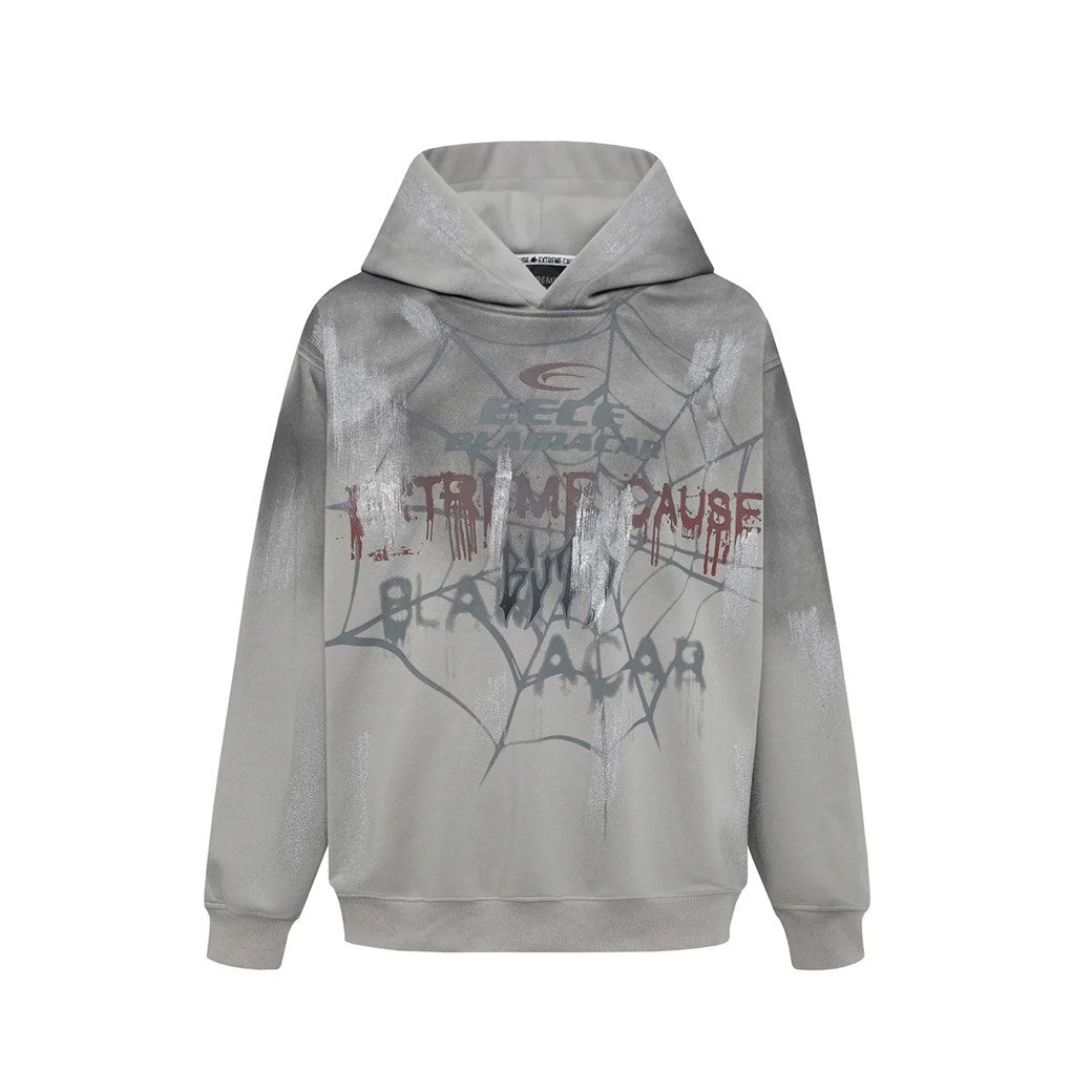 【Mz】Spyder unique design acid paint over wide hoodie  MZ0029