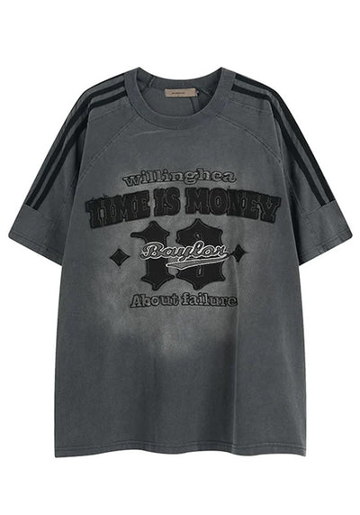 【MR nearly】Grunge washed color design casual short sleeve T-shirt  MR0121