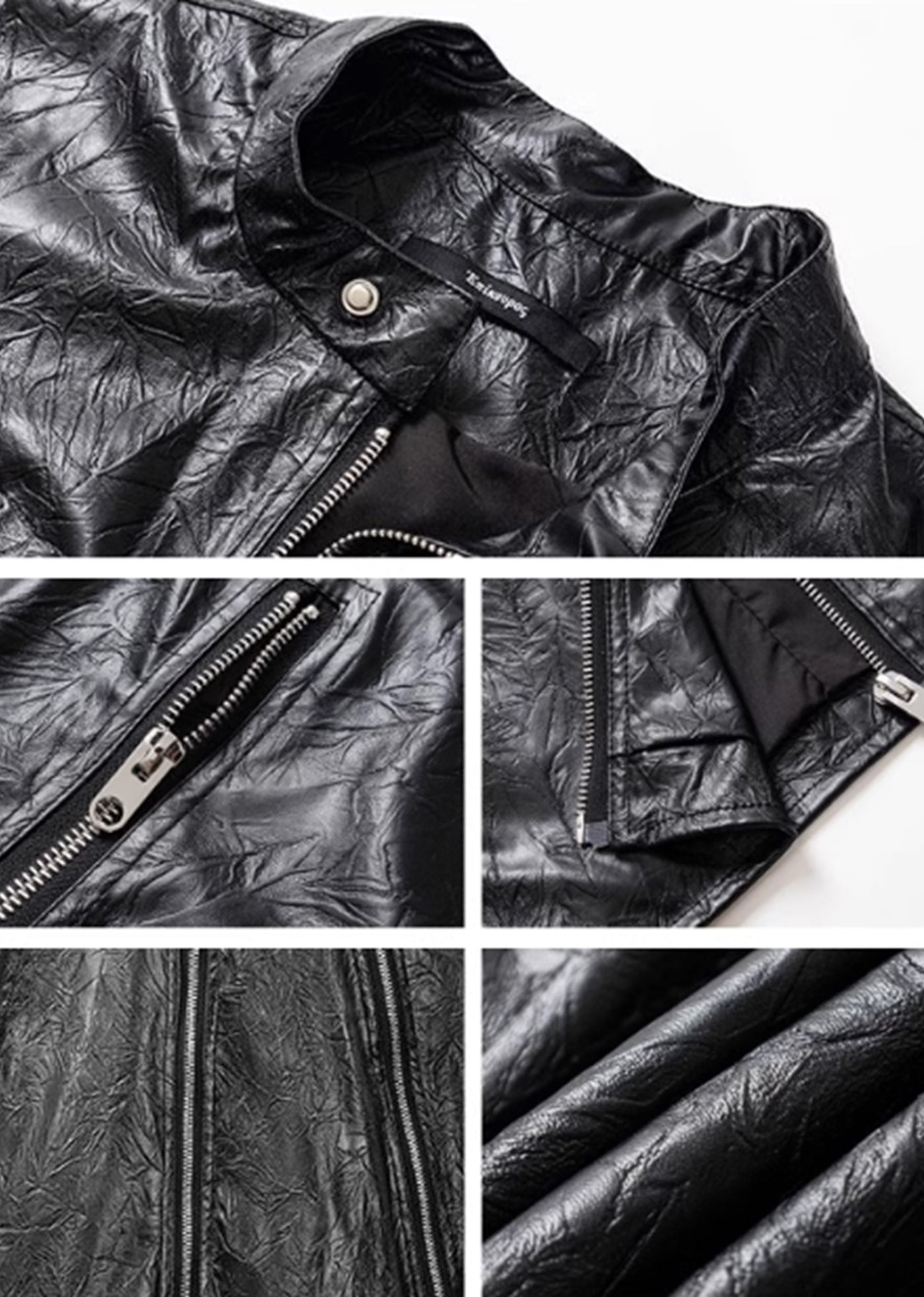 [BLACK BB] Black leather textured shiny flix vest BK0020