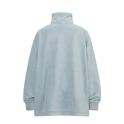 【NIHAOHAO】Diagonal half-zip design high neck style mode long sleeve T-shirt  NH0173