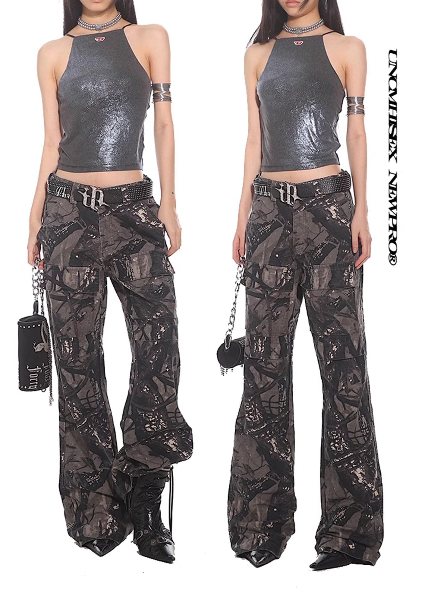 【UNCMHISEX】Random pattern design multi-tight silhouette straight pants  UX0031