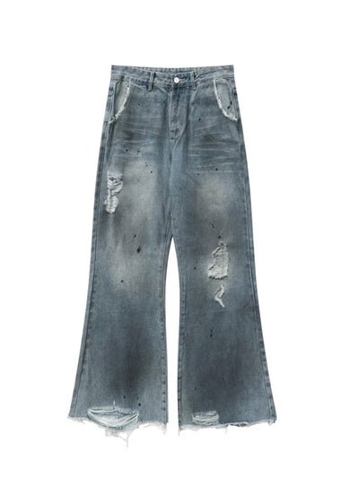 【CUIBUJU】Vintage faded washed distressed denim setup  CB0042