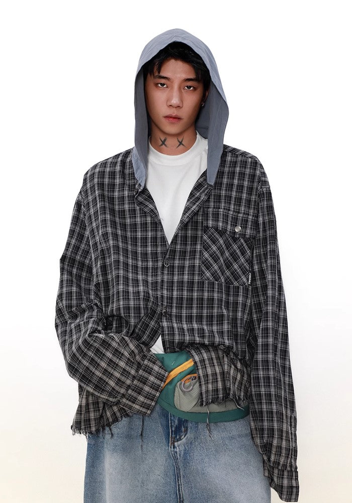 【MR nearly】Regular check design gradient color long sleeve shirt  MR0126