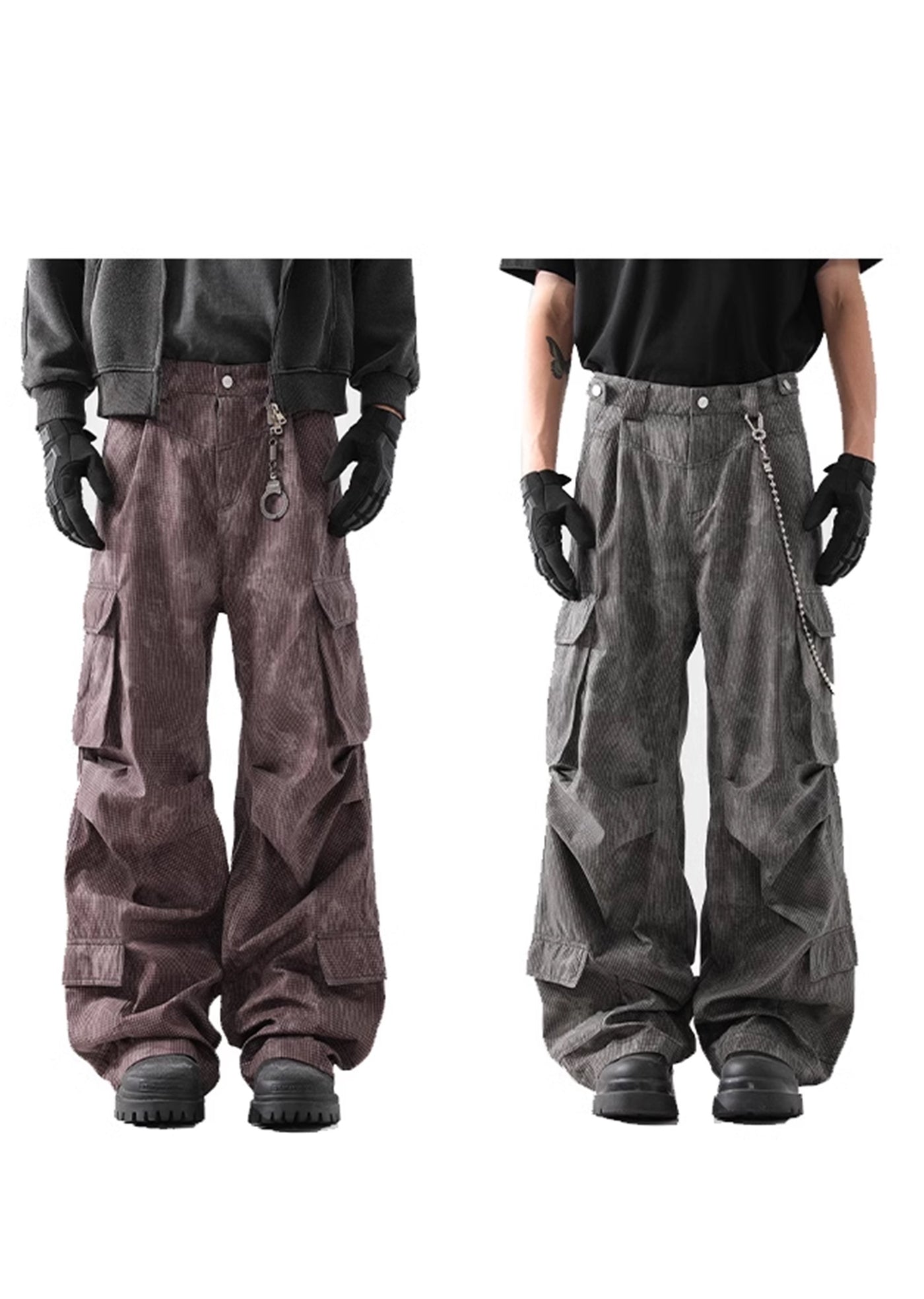 【ACRARDIC】Unique gimmick color design wide over cargo pants  AI0011