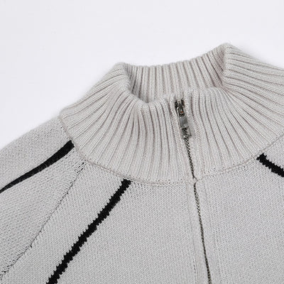 【NIHAOHAO】Full zip style number initial sporty knit sweater  NH0191