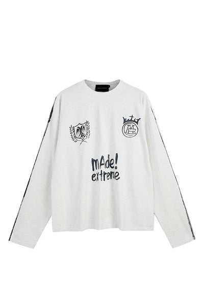 【MR nearly】Double color multiple point logo side line design long sleeve T-shirt  MR0135