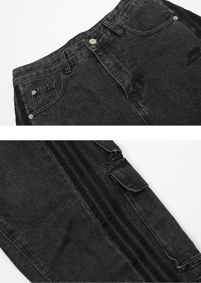 【MAXDSTR】Side line pocket silhouette dull black denim pants  MD0170