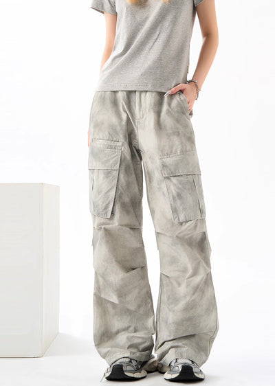 【H GANG X】Random wash wide straight cargo pants  HX0068