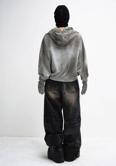 【People Style】Balloon wide silhouette basic washed denim pants  PS0050