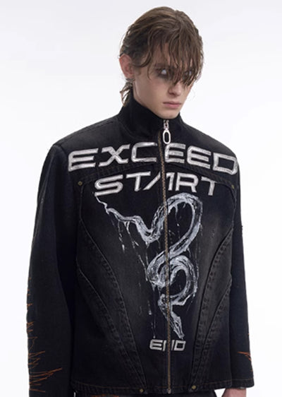 【STARTEXCEEDEND】Front wiper design denim tight silhouette jacket  SC0013