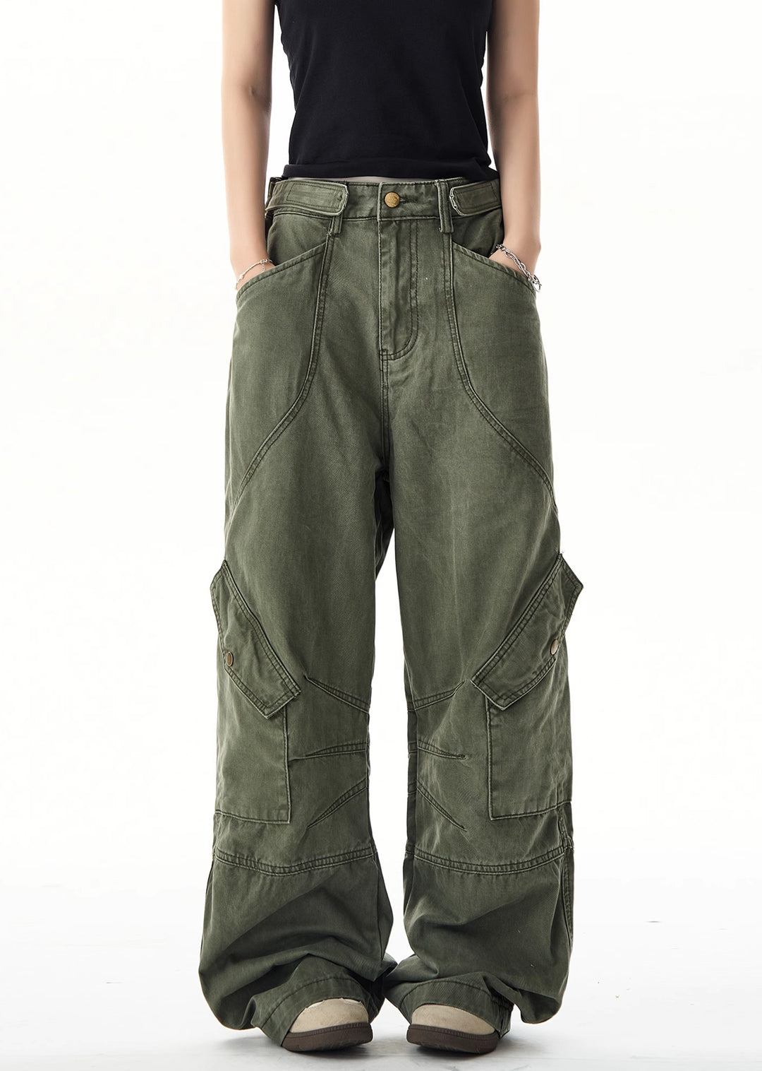デニム・ジーパン HUECLOSET Vintage Wide Denim Pants SE480 WIDE DENIM PANTS with PEARL(34 BLACK): BOTTOMSjosemoon