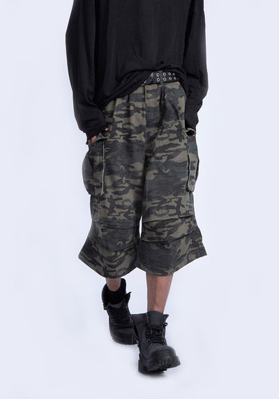 【PLAN1ONE】Simple random camouflage pattern mid-length short pants  PL0046