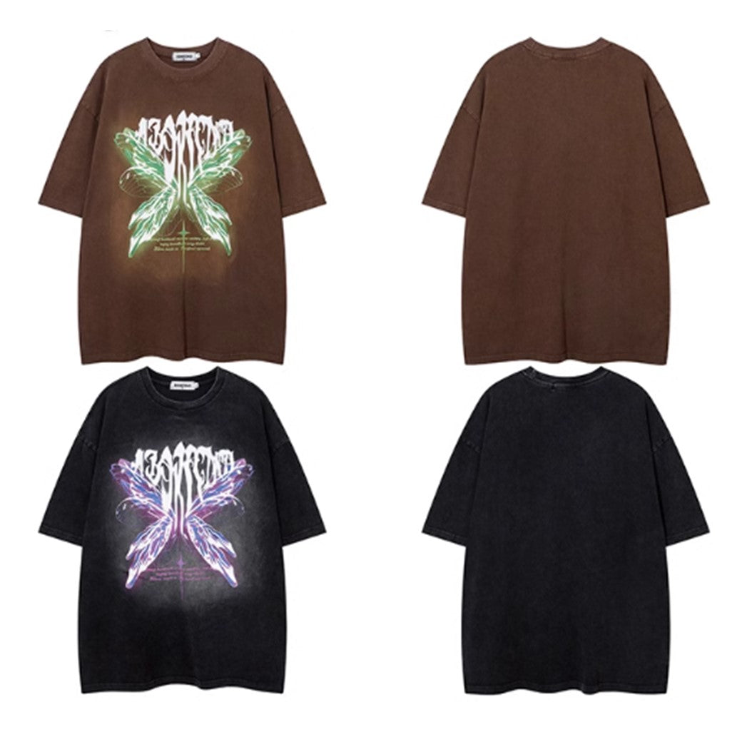 【NIHAOHAO】Cyber Paint Butterfly Design Short Sleeve T-shirt  NH0113
