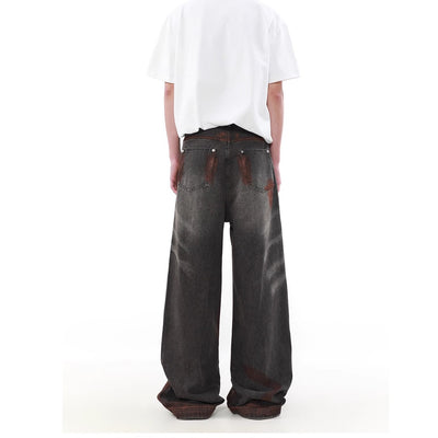 【MR nearly】washed rust color design loose wide leg pants  MR0084