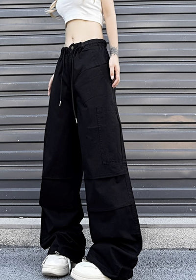 【W3】Simple base color monochrome wide silhouette pants  WO0086