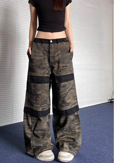 【Apocket】Multi-line design camouflage wide style pants  AK0031