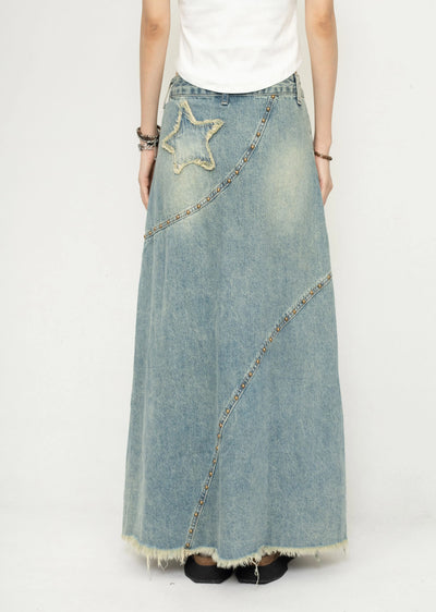 【ZERO STORE】Random dull wash wide silhouette denim skirt  ZS0051