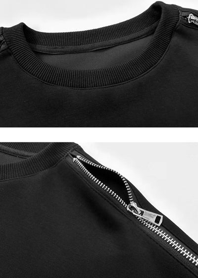 【MAXDSTR】Multi full zip black short sleeve design long sleeve T-shirt  MD0172