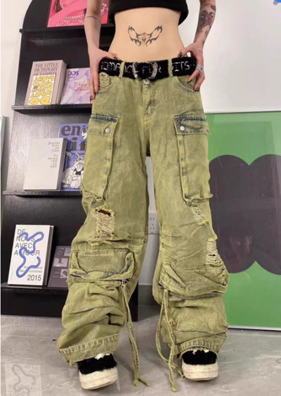 【TOKI】Middle pocket design bot style silhouette denim pants  TK0007