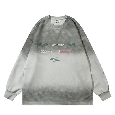 【NIHAOHAO】Gradient wash initial logo design base sweatshirt  NH0178