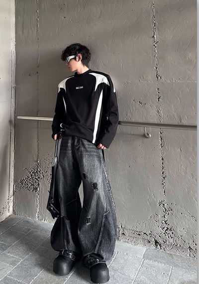 【MARTHENAUT】Special silhouette design wide balloon override denim pants  MH0040