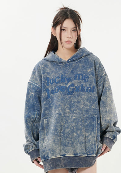 【10/21新作】Random wash color design wide over silhouette hoodie  HL3092