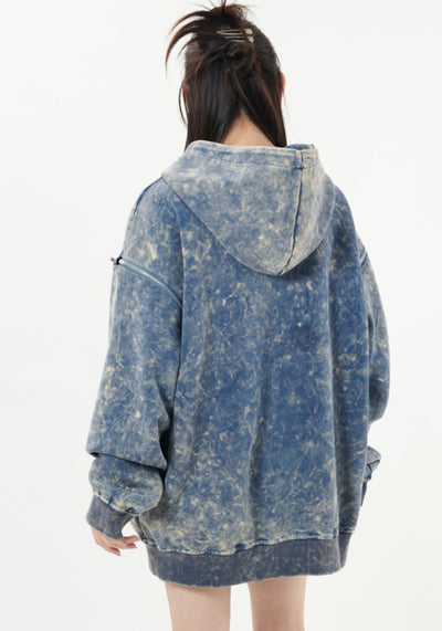 【10/21新作】Random wash color design wide over silhouette hoodie  HL3092