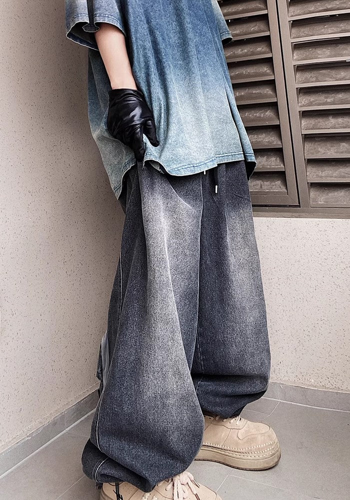 【UUCSCC】Four-point back pocket design wide over pants  US0069