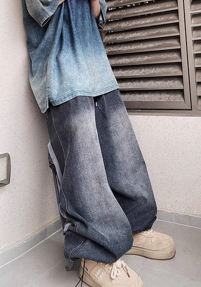 【UUCSCC】Four-point back pocket design wide over pants  US0069