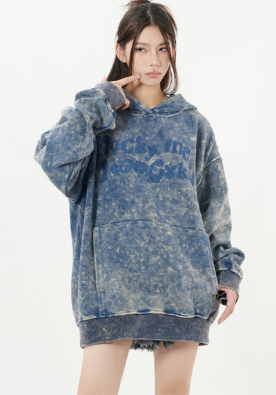 【10/21新作】Random wash color design wide over silhouette hoodie  HL3092