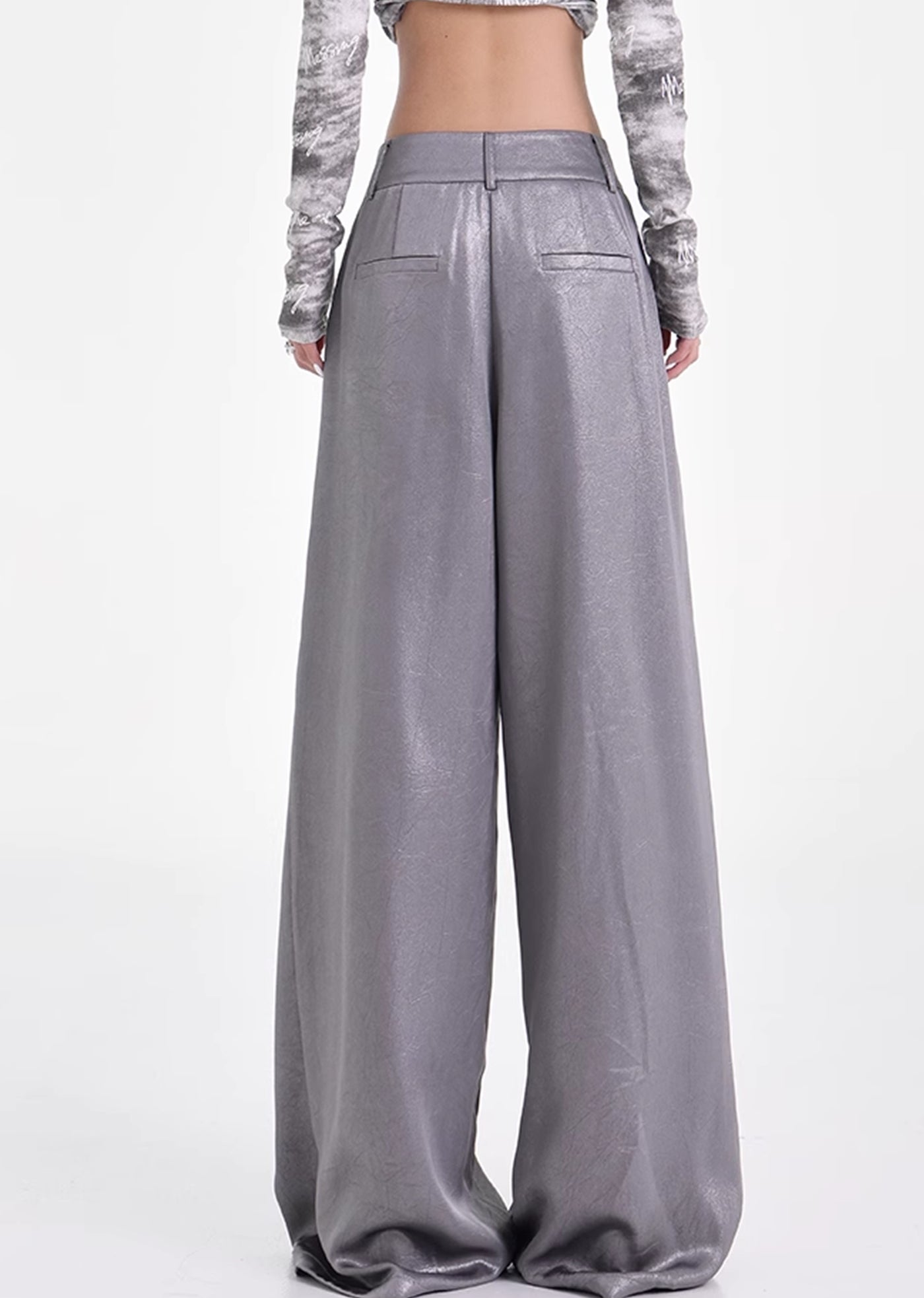 【Ken studio】Special glossy design regular over-wide pants  KS0017