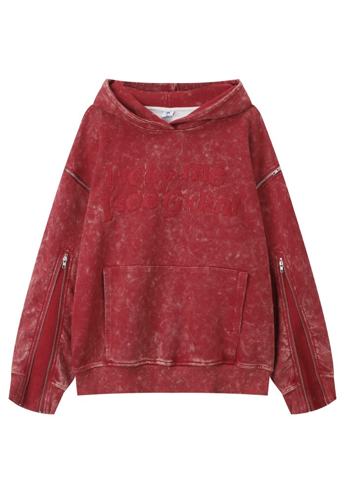 【10/21新作】Random wash color design wide over silhouette hoodie  HL3092