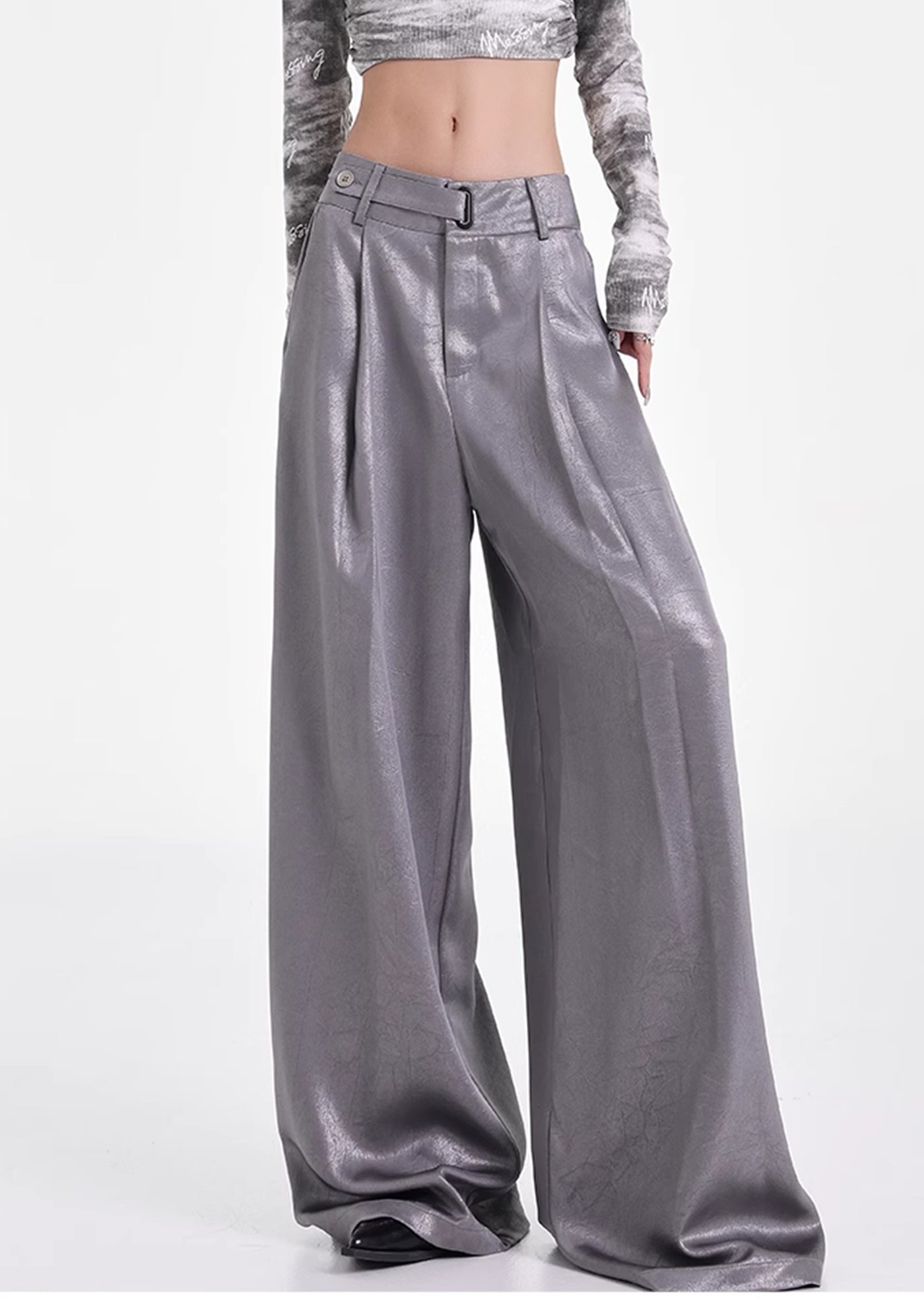 【Ken studio】Special glossy design regular over-wide pants  KS0017