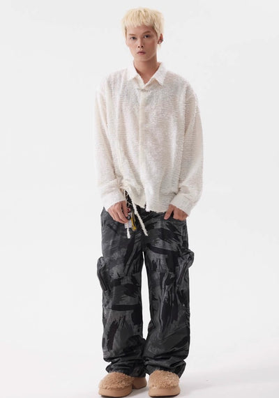 【BTSG】Wide silhouette random dark color base cargo denim pants  BS0039