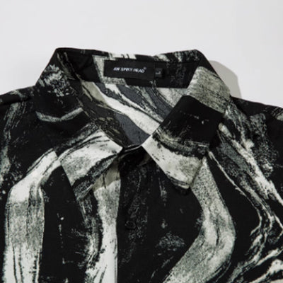 [ReIAx] Random Swirl Darkness Design Over Short Sleeve Shirt RX0014