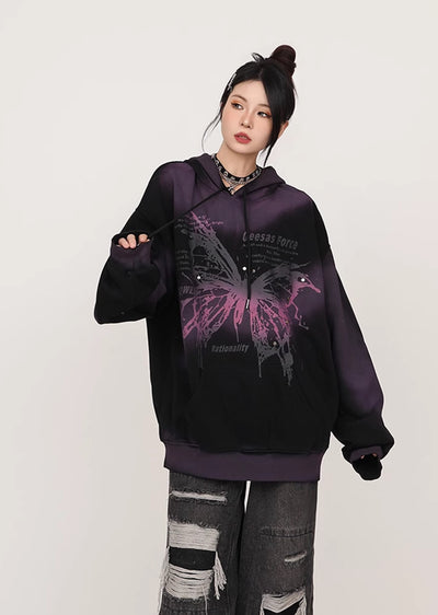 【CEDY】Double color design dark subculture over hoodie  CD0052