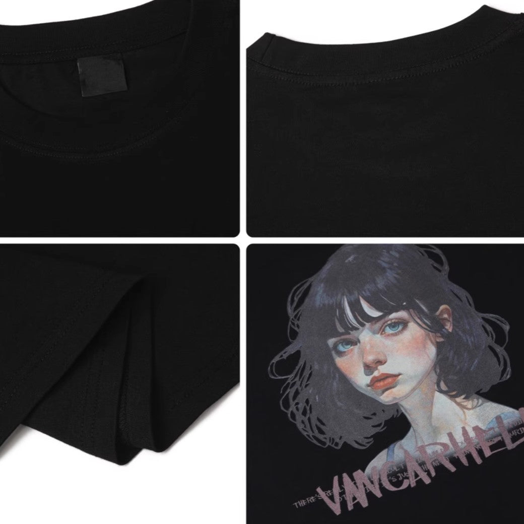 【Mz】Long-awaited girl illustration design basic long-sleeved T-shirt  MZ0028