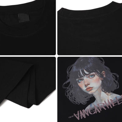 【Mz】Long-awaited girl illustration design basic long-sleeved T-shirt  MZ0028