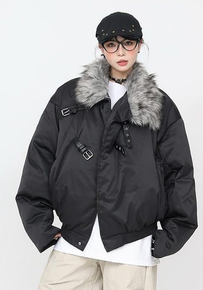 【CEDY】Faux fur collar design upper short jacket  CD0062